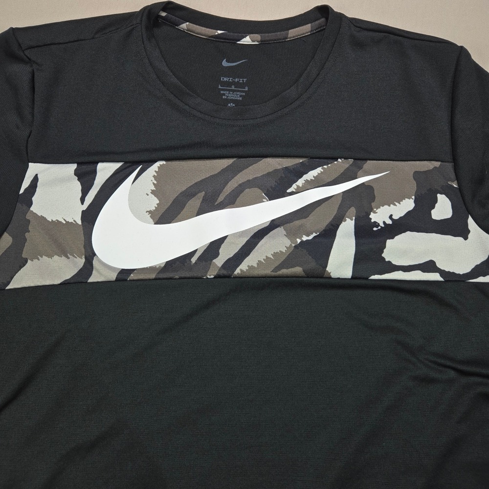 Nike T-Shirt Dri-FIT Camo Swoosh Graphic Black Mens Large L - Picture 3 of 6